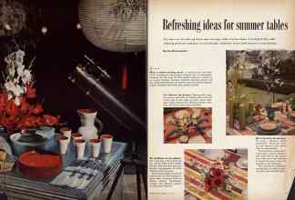 Better Homes & Gardens July 1959 Magazine Article: Refreshing ideas for summer tables