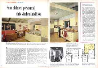 Better Homes & Gardens October 1959 Magazine Article: Four children pressured this kitchen addition