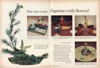 Better Homes & Gardens March 1960 Magazine Article: That extra touch Figurines with flowers!