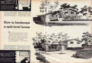 Better Homes & Gardens May 1960 Magazine Article: How lo landscape a split-level house