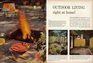 Better Homes & Gardens July 1960 Magazine Article: OUTDOOR LIVING right at home!