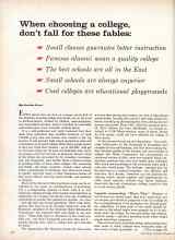 Better Homes & Gardens September 1960 Magazine Article: When choosing a college, don't fall for these fables: