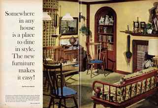 Better Homes & Gardens November 1960 Magazine Article: Somewhere in any house is a place to dine in style. The new furniture makes it easy!