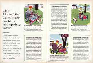 Better Homes & Gardens March 1961 Magazine Article: The Plain Dirt Gardener tackles his spring lawn
