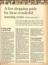 Better Homes & Gardens May 1961 Magazine Article: A first shopping guide for those wonderful starting years