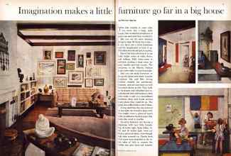 Better Homes & Gardens May 1961 Magazine Article: Imagination makes a little furniture go far in a big house