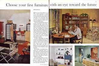Better Homes & Gardens May 1961 Magazine Article: Choose your first furniture with an eye toward the future