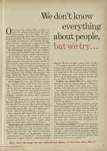 Better Homes & Gardens September 1961 Magazine Article: We don't know everything about people, but we try...