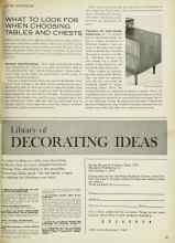 Better Homes & Gardens April 1963 Magazine Article: WHAT TO LOOK FOR WHEN CHOOSING TABLES AND CHESTS