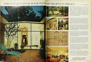 Better Homes & Gardens July 1963 Magazine Article: THIS H-SHAPED HOUSE IS FOR PEOPLE WHO BELIEVE IN PRIVACY