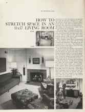 Better Homes & Gardens February 1964 Magazine Article: HOW TO STRETCH SPACE IN AN 11x17 LIVING ROOM