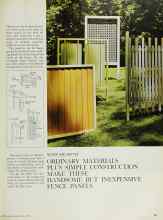 Better Homes & Gardens April 1965 Magazine Article: ORDINARY MATERIALS PLUS SIMPLE CONSTRUCTION MAKE THESE HANDSOME BUT INEXPENSIVE FENCE PANELS