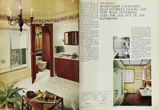 Better Homes & Gardens April 1965 Magazine Article: READY-MADE LAVATORIES, DO-IT-YOURSELF FLOORS, AND NEW WALL COVERINGS TAKE THE AGE OUT OF ANY BATHROOM