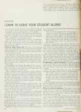 Better Homes & Gardens October 1966 Magazine Article: LEARN TO LEAVE YOUR STUDENT ALONE!