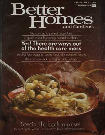 Better Homes & Gardens November 1970 Magazine Cover