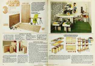 Better Homes & Gardens November 1976 Magazine Article: A ROOMFUL OF FURNITURE FROM JUST 3 SHEETS OF PLYWOOD