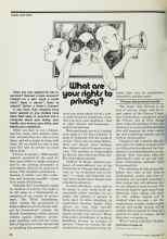 Better Homes & Gardens September 1977 Magazine Article: What are Your rights to privacy?