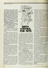 Better Homes & Gardens October 1977 Magazine Article: BIRTH CONTROL FOR PETS
