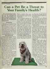 Better Homes & Gardens April 1981 Magazine Article: Can a Pet Be a Threat to Your Family's Health?