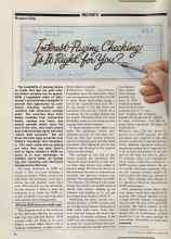 Better Homes & Gardens November 1981 Magazine Article: Interest Paying Checking: Is It Right for You?