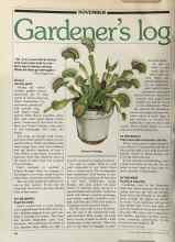 Better Homes & Gardens November 1981 Magazine Article: Gardener's log