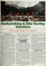 Better Homes & Gardens March 1982 Magazine Article: Backpacking & Bike Touring Vacations