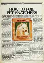 Better Homes & Gardens September 1982 Magazine Article: HOW TO FOIL PET SNATCHERS