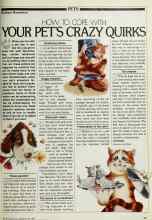 Better Homes & Gardens May 1983 Magazine Article: HOW TO COPE WITH YOUR PET'S CRAZY QUIRKS
