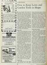Better Homes & Gardens April 1984 Magazine Article: How to Keep Lawn and Garden Tools in Shape