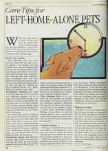 Better Homes & Gardens June 1984 Magazine Article: Care Tips for LEFT-HOME-ALONE PETS