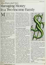 Better Homes & Gardens September 1984 Magazine Article: Mine, Yours, and Ours Managing Money In a Two-Income Family
