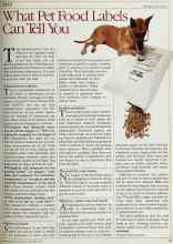 Better Homes & Gardens September 1984 Magazine Article: What Pet Food Labels Can Tell You