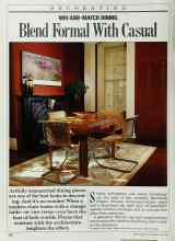 Better Homes & Gardens May 1985 Magazine Article: MIX-AND-MATCH DINING Blend Formal With Casual
