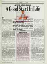 Better Homes & Gardens August 1985 Magazine Article: GIVING YOUR CHILD A Good Start In Life