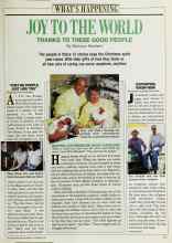 Better Homes & Gardens December 1985 Magazine Article: JOY TO THE WORLD THANKS TO THESE GOOD PEOPLE