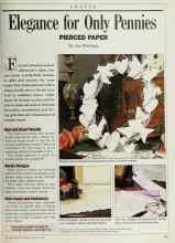 Better Homes & Gardens February 1986 Magazine Article: Elegance for Only Pennies PIERCED PAPER