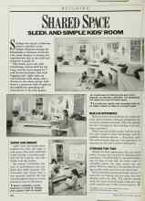 Better Homes & Gardens May 1986 Magazine Article: SHARED SPACE SLEEK AND SIMPLE KIDS' ROOM