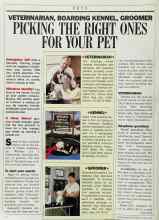 Better Homes & Gardens August 1986 Magazine Article: VETERINARIAN, BOARDING KENNEL, GROOMER PICKING THE RIGHT ONES FOR YOUR PET