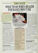 Better Homes & Gardens November 1987 Magazine Article: WHAT TO DO WHEN HEALTH INSURANCE WON'T PAY