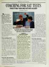 Better Homes & Gardens November 1987 Magazine Article: COACHING FOR SAT TESTS