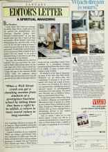 Better Homes & Gardens January 1988 Magazine Article: EDITOR'S LETTER