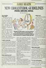 Better Homes & Gardens February 1988 Magazine Article: NEW CHOLESTEROL GUIDELINES