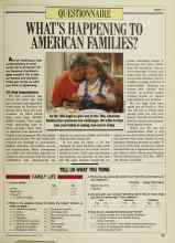 Better Homes & Gardens March 1988 Magazine Article: WHAT'S HAPPENING TO AMERICAN FAMILIES?