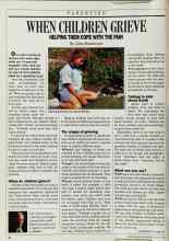 Better Homes & Gardens August 1988 Magazine Article: WHEN CHILDREN GRIEVE