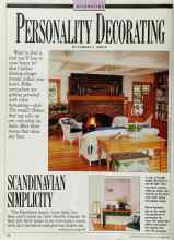 Better Homes & Gardens October 1989 Magazine Article: PERSONALITY DECORATING