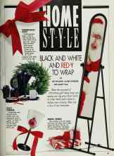 Better Homes & Gardens November 1989 Magazine Article: HOME STYLE BLACK AND WHITE AND RED-Y TO WRAP