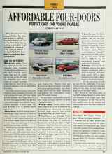 Better Homes & Gardens November 1989 Magazine Article: AFFORDABLE FOUR-DOORS