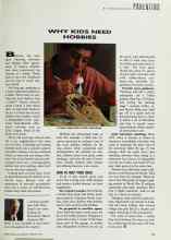 Better Homes & Gardens February 1991 Magazine Article: WHY KIDS NEED HOBBIES