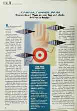 Better Homes & Gardens June 1991 Magazine Article: CARPAL TUNNEL PAIN