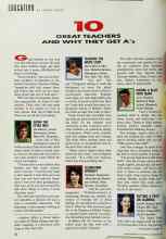 Better Homes & Gardens November 1991 Magazine Article: 10 GREAT TEACHERS AND WHY THEY GET A's